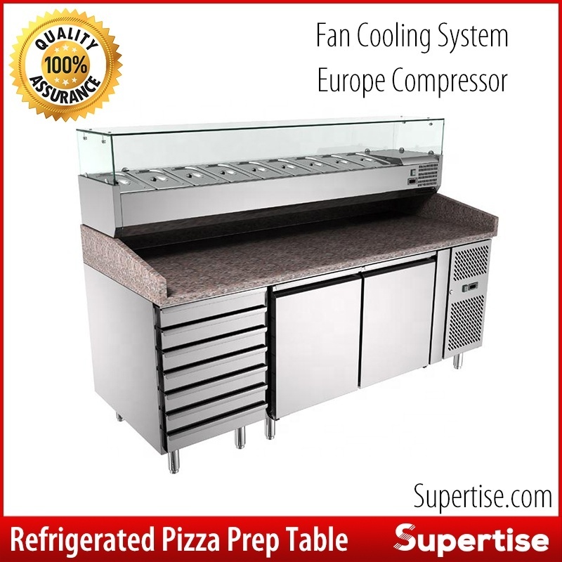 Top Saladette refrigeration sandwich prep tables R134a Salad fridge bar equip Salad Pizza counter refrigerator display