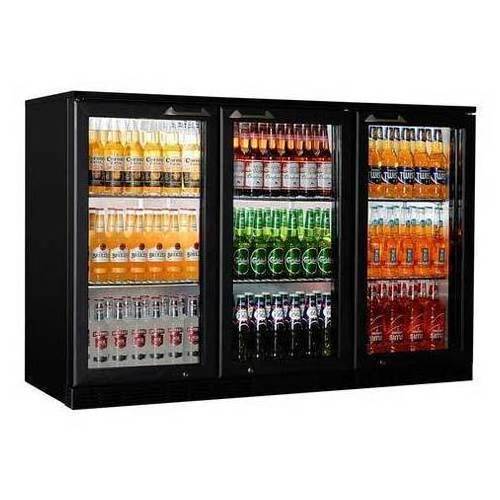 Supertise Black Hinge Swing 3 Doors Bottle Beer Fridge Display Refrigerator Glass Drink Back Bar Cooler