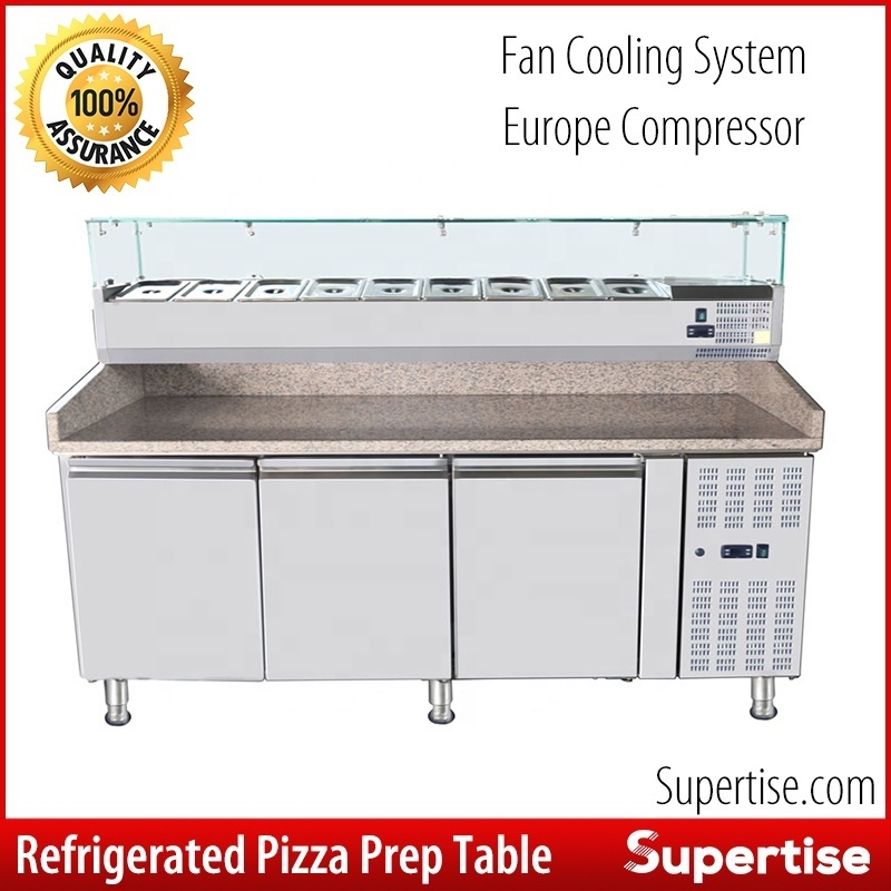 Top Saladette refrigeration sandwich prep tables R134a Salad fridge bar equip Salad Pizza counter refrigerator display