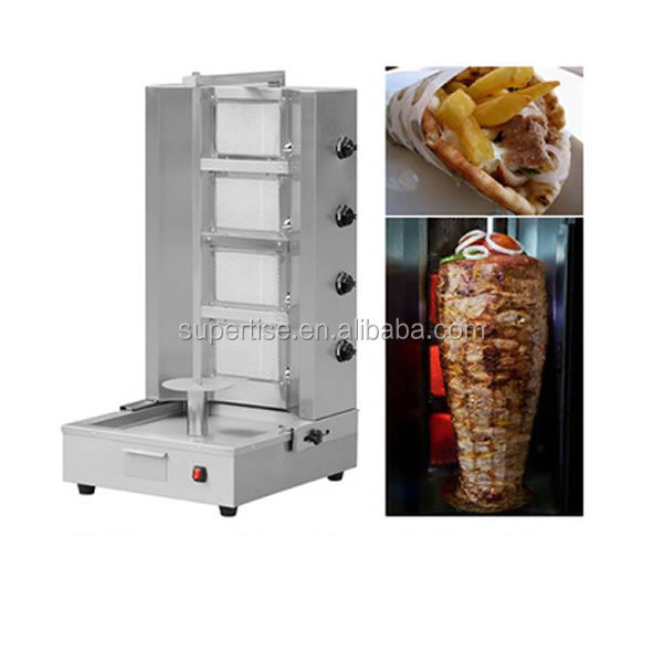 Supertise Stainless Steel 2 Burner Vertical Broiler Natural Propane Gas Doner Kebab Shawarma Machine Gyro Grill for Restaurant