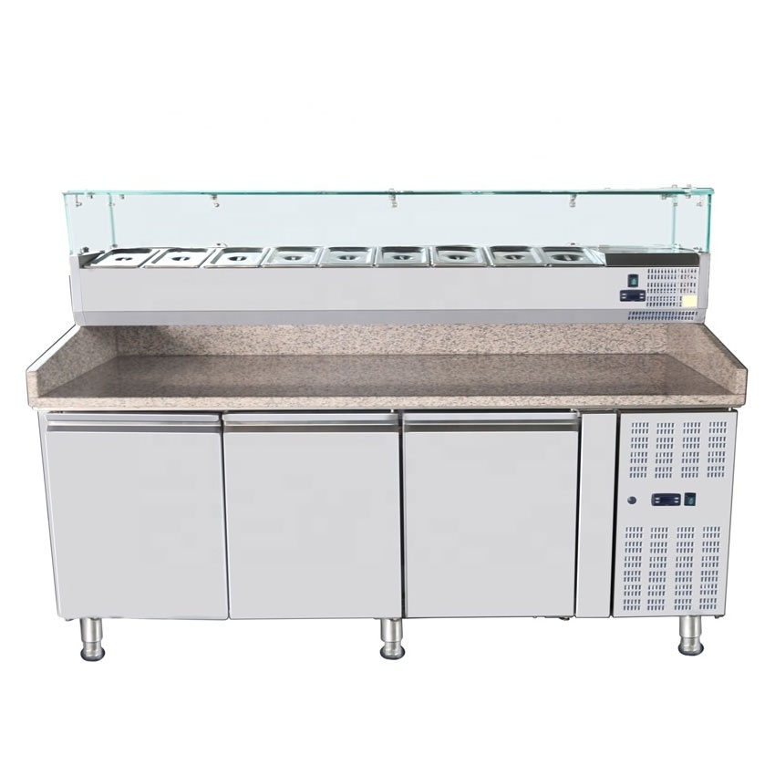 Top Saladette refrigeration sandwich prep tables R134a Salad fridge bar equip Salad Pizza counter refrigerator display