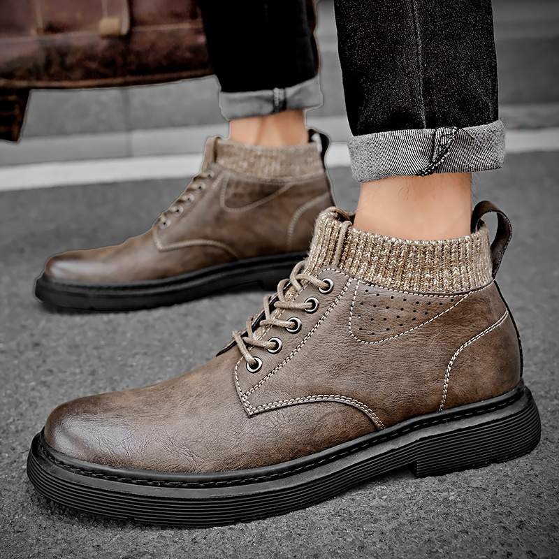 New modern design fashion leather boots for men Nubuck Leather boots men High Quality Men Martin Boots Shoes