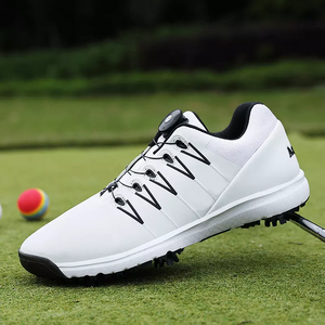 New Arrival Wholesales Leather Non-slip Rotation Shoelace Professional White Mens Golf Shoes