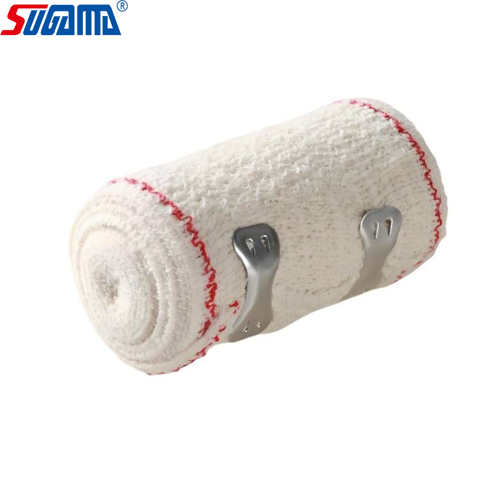 2024 high quality white skin color Professional 5cm 10cm medical high elastic cotton spandex crepe bandage with aluminium clips