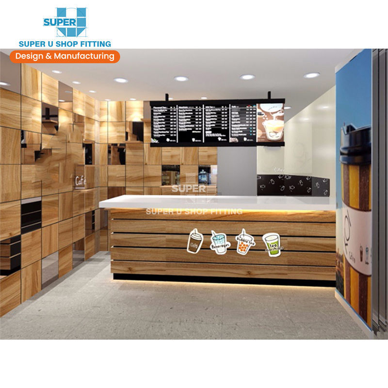 Cafe Counter Wooden Coffee Shop Counter Furniture Customized Juice Bakery Store Design Service Coffee Shop Counter Design