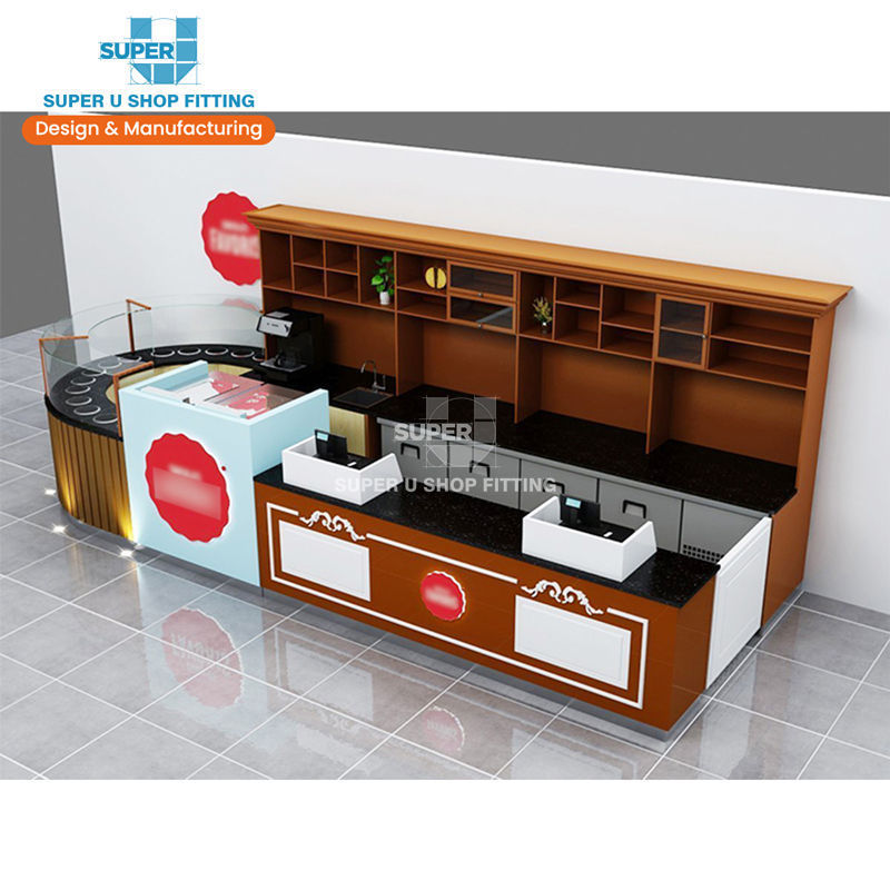 Cafe Counter Wooden Coffee Shop Counter Furniture Customized Juice Bakery Store Design Service Coffee Shop Counter Design