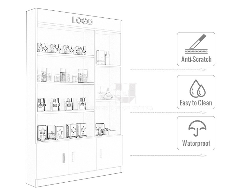 Retail Cosmetic Display Stand Beauty Products Shop Shelf Display Cosmetics Display Shelves Wooden Wall Cosmetic Shelf Showcase