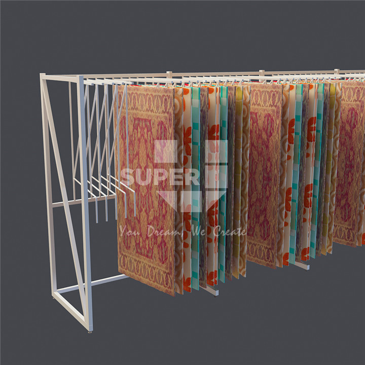 Metal Rug Stand Display Rug Rack Beautiful Design with Arms Push Hanger Rug Super U Display Wholesale Custom Wood Customized