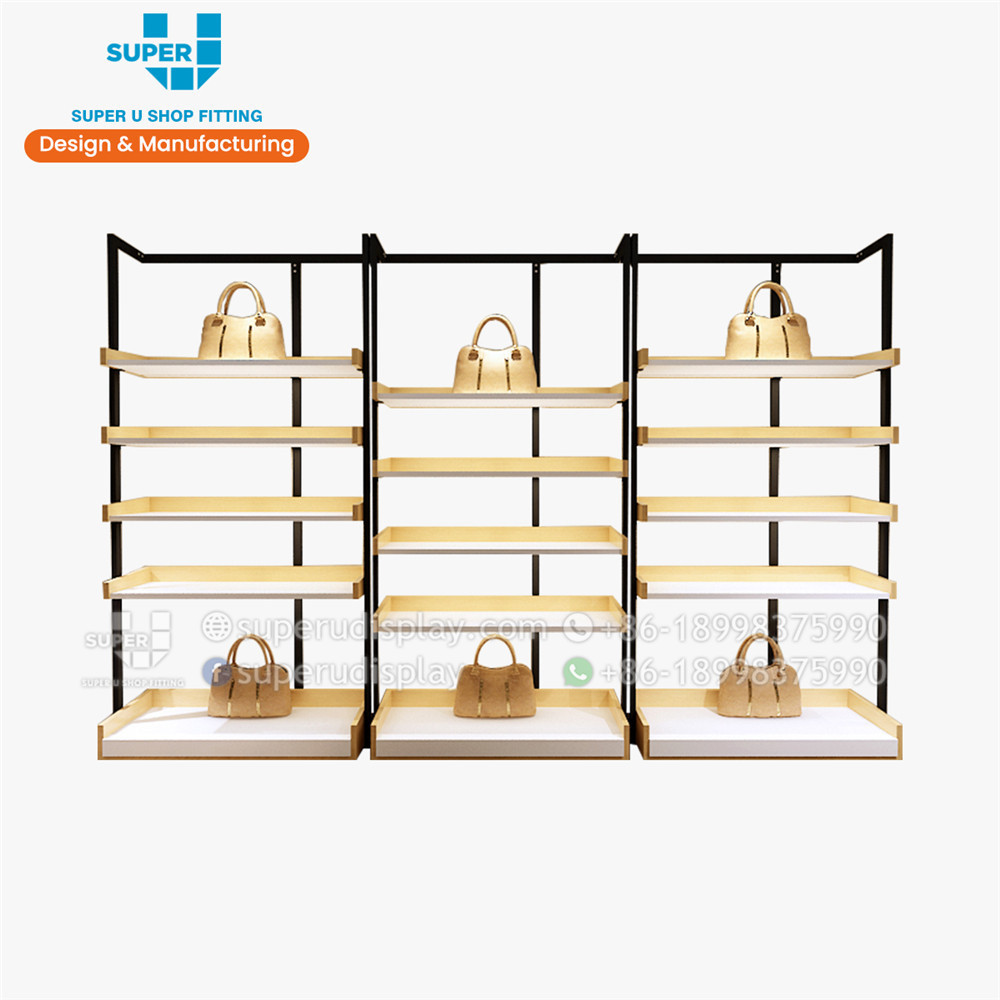 Customize Boutique Handbag Shelf Rack Tote Shopfitting Furniture Wall Mount Handbags Shelves Retail Bag Rack Stand