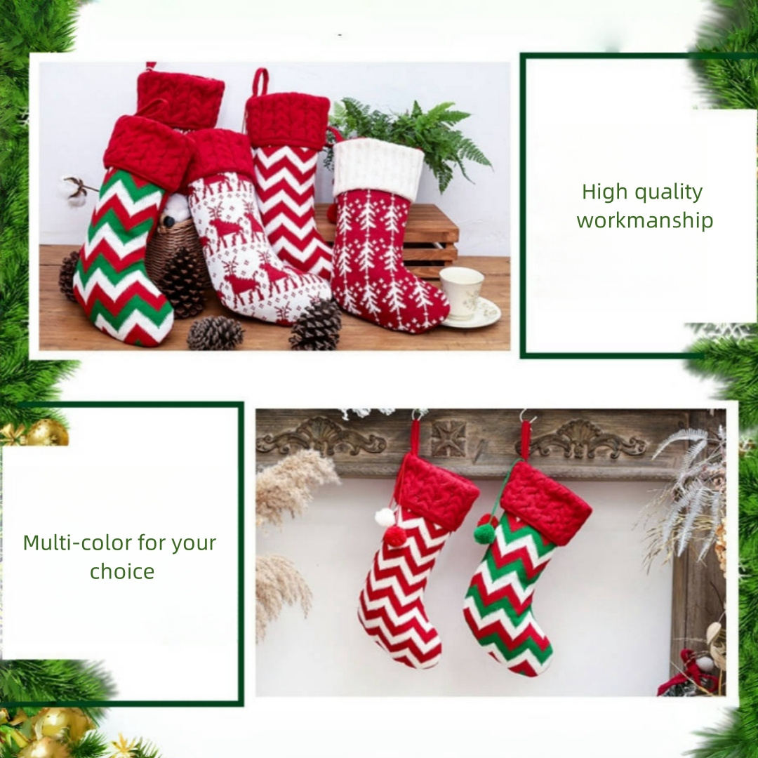 Christmas stockings heavy knit snowflake Xmas tree stocking classic farmhouse large Christmas stockings for Christmas Decor