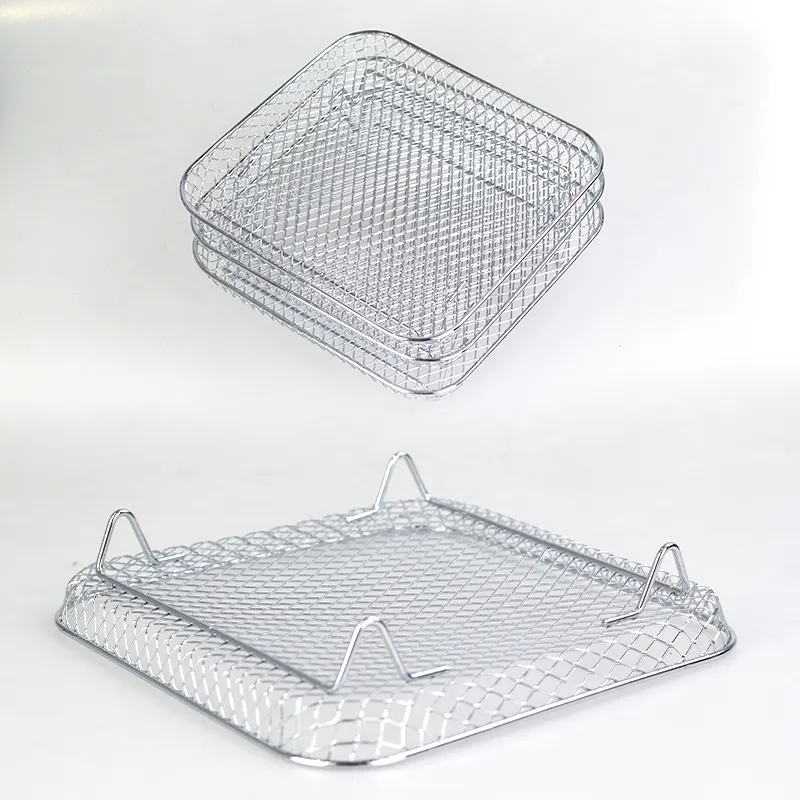 Square 304 stainless air fryer rack kitchen accessories kitchen food storage rack for kitchen tools