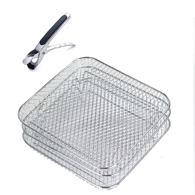 Square 304 stainless air fryer rack kitchen accessories kitchen food storage rack for kitchen tools