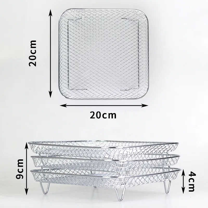 Square 304 stainless air fryer rack kitchen accessories kitchen food storage rack for kitchen tools