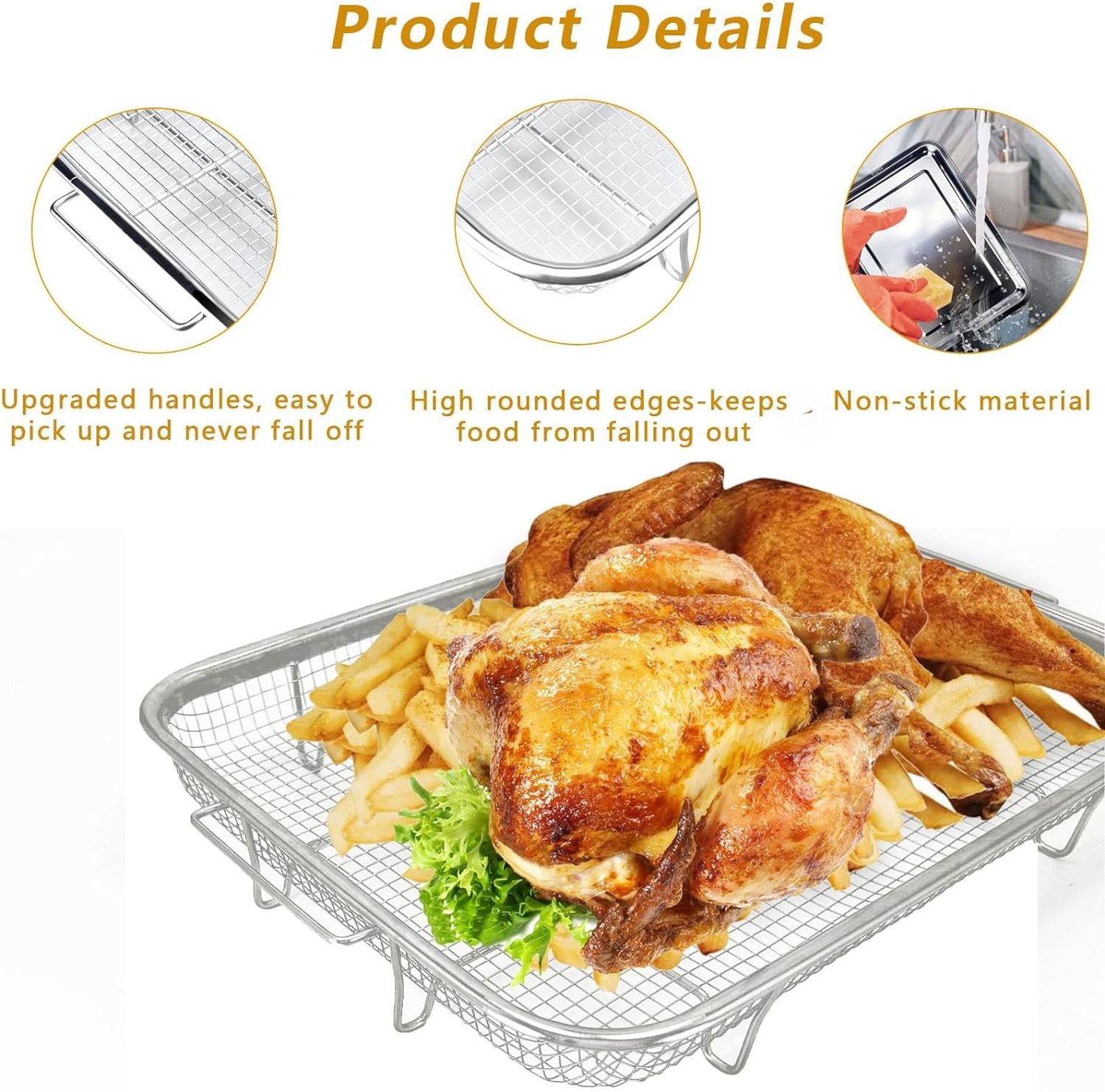 Baking pan stainless steel air fryer rack and pan oven bake available dishwasher safe for kitchen accessories