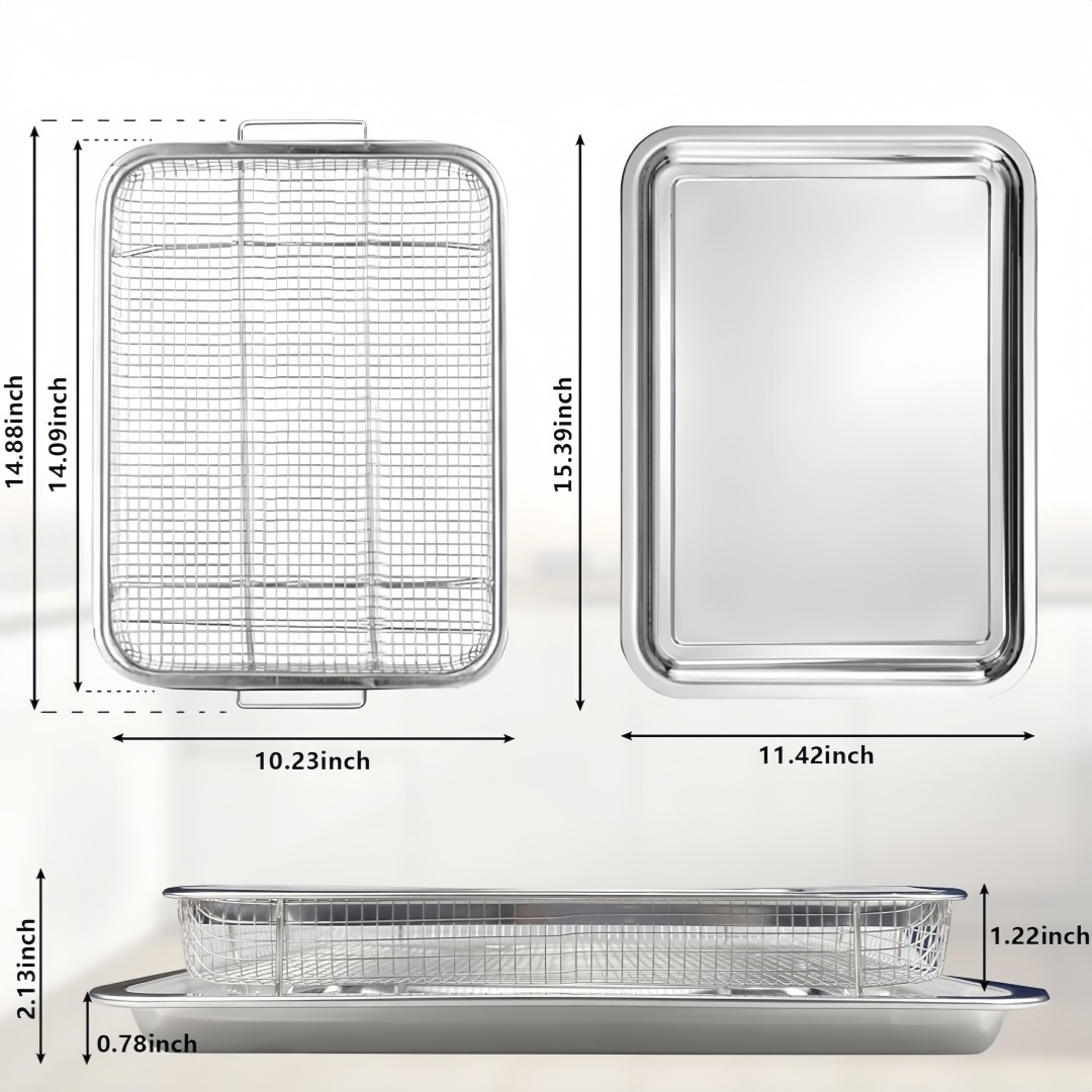 Baking pan stainless steel air fryer rack and pan oven bake available dishwasher safe for kitchen accessories