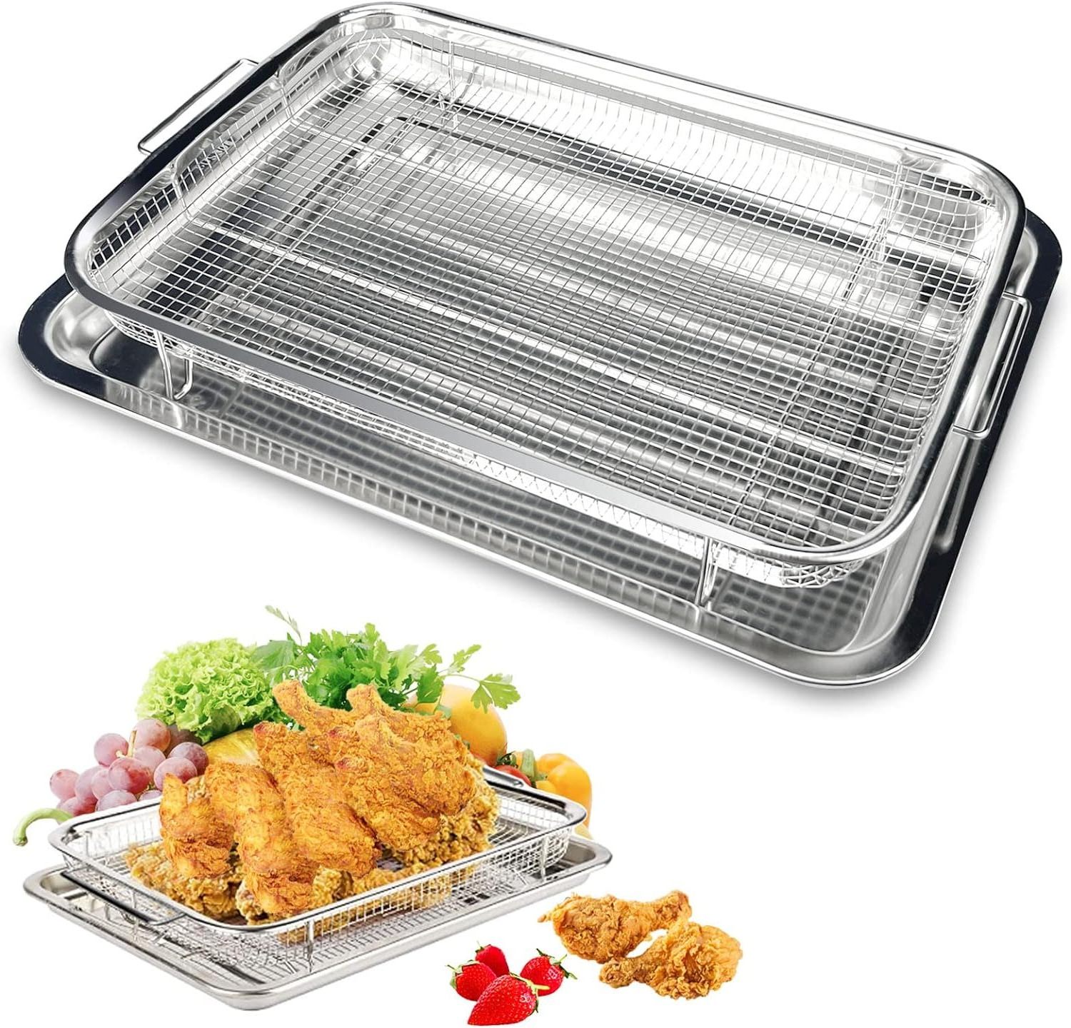 Baking pan stainless steel air fryer rack and pan oven bake available dishwasher safe for kitchen accessories