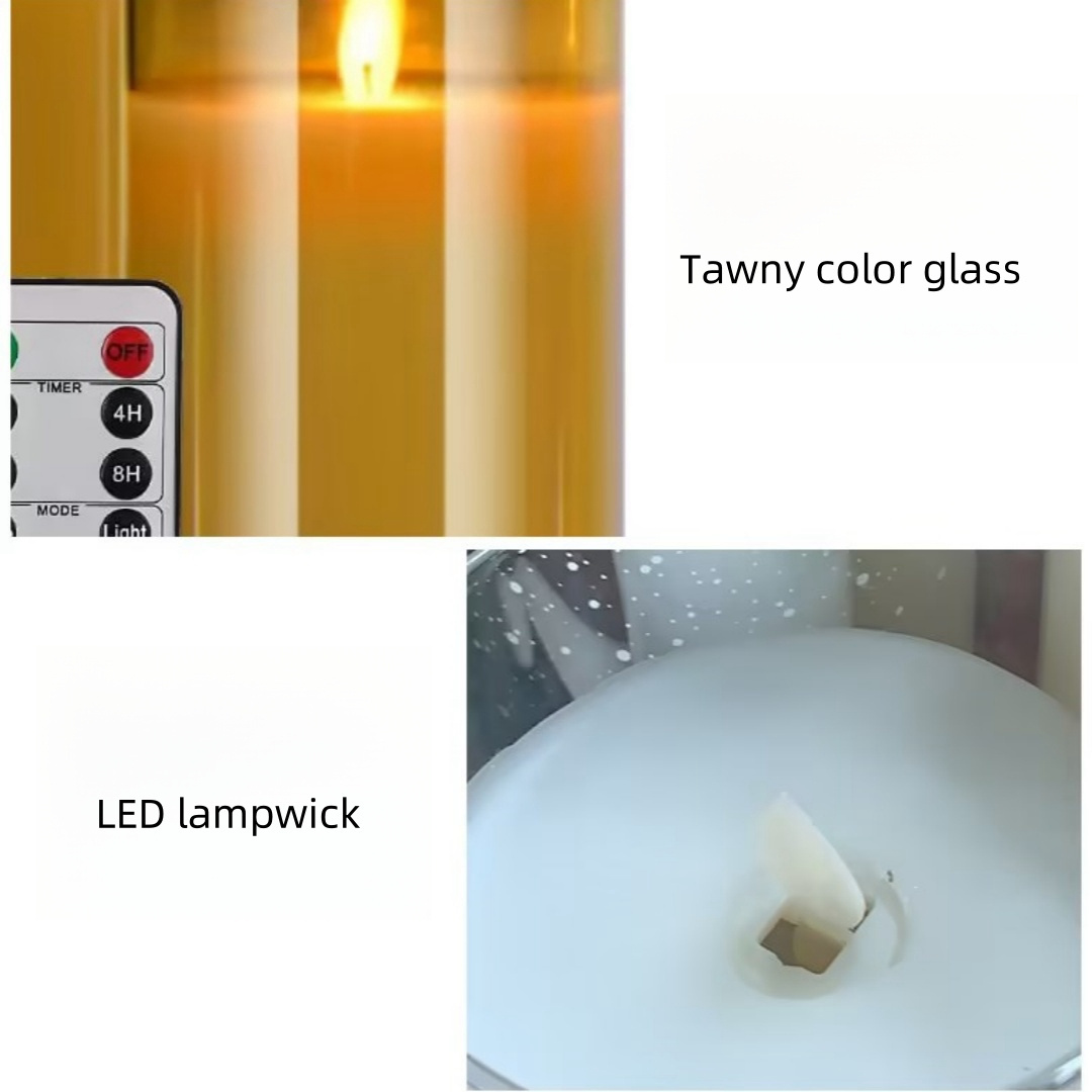 Glass Battery Operated LED Flameless Candles with Remote and Timer Real Wax Candles Flickering Light for Festival Party Decor