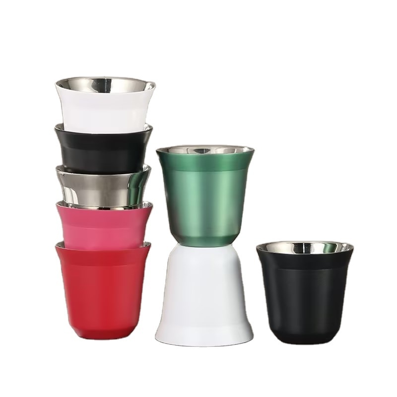 80ml Stainless steel coffee Espresso cups double wall stainless steel mug 2.7oz for Coffee and Tea cup