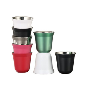 80ml Stainless steel coffee Espresso cups double wall stainless steel mug 2.7oz for Coffee and Tea cup