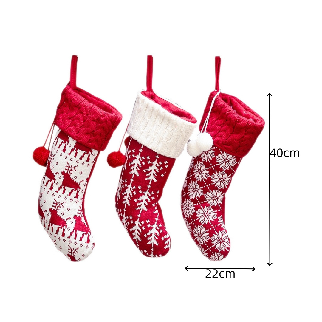 Christmas stockings heavy knit snowflake Xmas tree stocking classic farmhouse large Christmas stockings for Christmas Decor