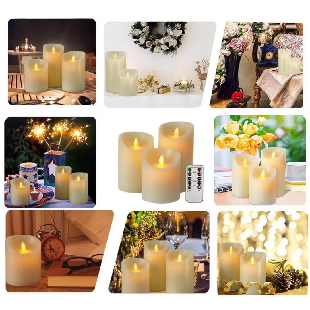 Flameless Candles Battery Operated with Timer Remote Control LED Pillar Candles Battery Powered for Home Decoration