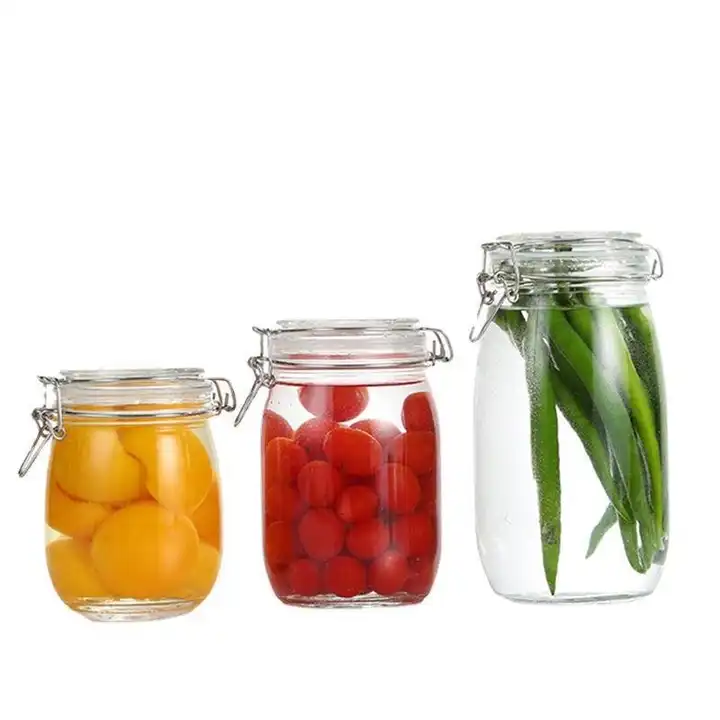 Airtight Glass Kitchen Canisters with Glass Lids Jar Container Glass for Food Storage Containers