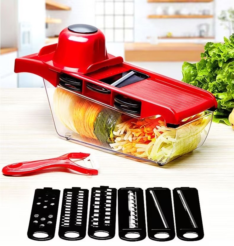 Red color multi purpose vegetable slicer cutter machine cube kitchen multifunction vegetable cutter for Veggie Fruit Cheese