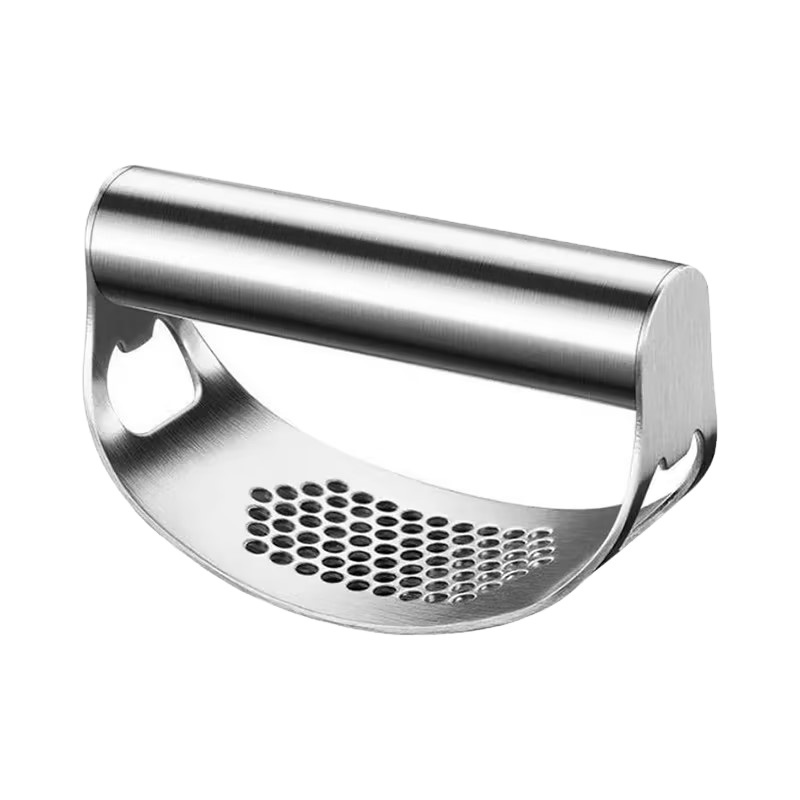 Garlic press rocker with silicone peeler & brush & bottle opener stainless steel garlic mincer crusher for Kitchen Gadgets