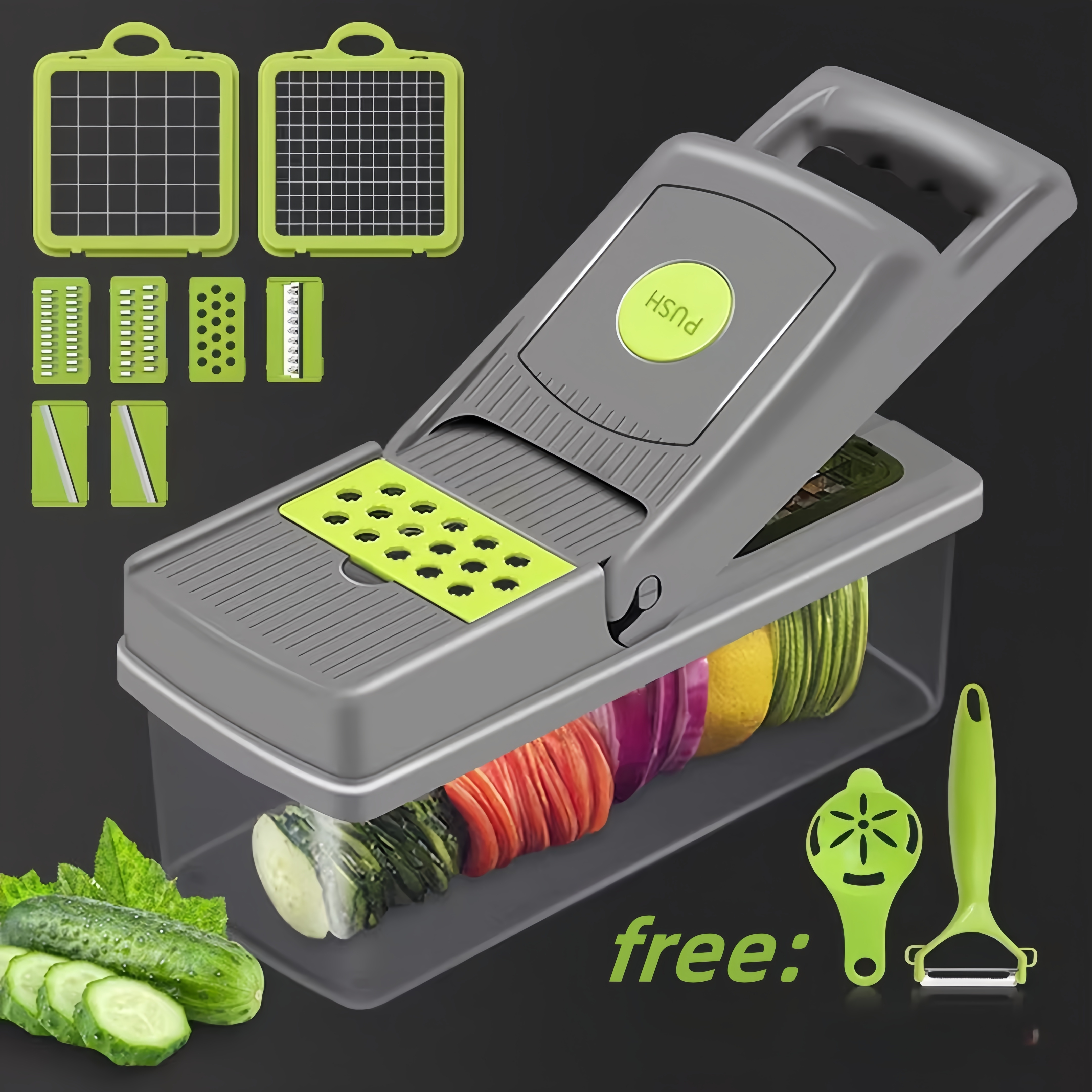 Vegetable Chopper with container 14 in 1 professional food cutter chopper machine vegetable slicer for Kitchen gadget