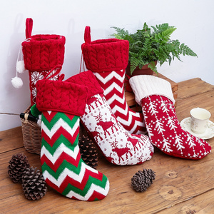 Christmas stockings heavy knit snowflake Xmas tree stocking classic farmhouse large Christmas stockings for Christmas Decor