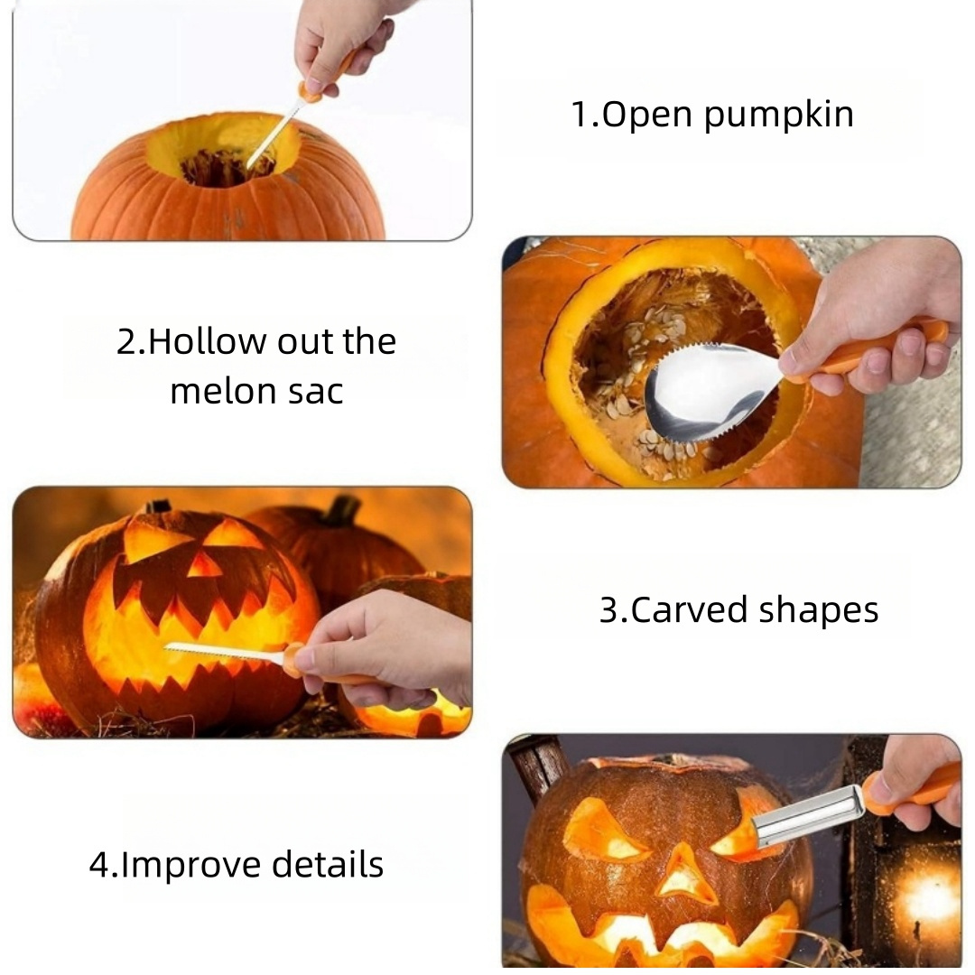 Pumpkin carving knife kit Halloween professional heavy duty stainless steel sculpting tool for Halloween Decoration