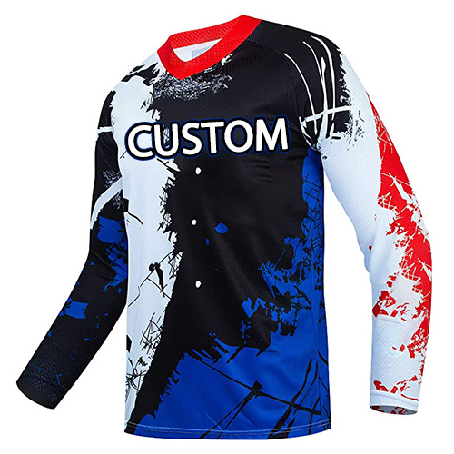 custom wholesale men blank pants kids sublimation plain mtb set fabric mesh long sleeve Breathable motocross jersey