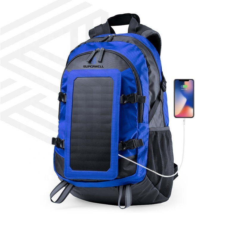 Hiking Solar Backpack Bag with Removable  Solar Panel for Smart Phones