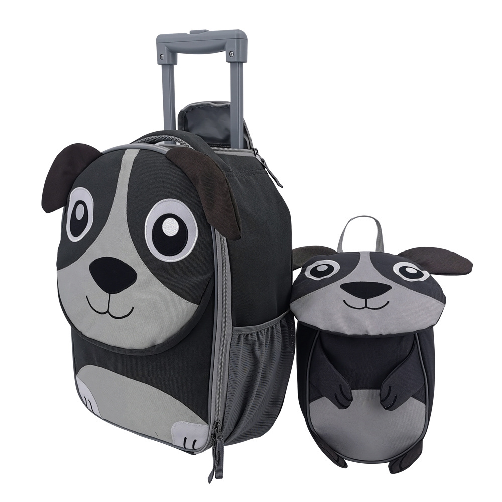 2Pc Kid Luggage  Carry On Luggage Set  Dog Animal children backpack Bag