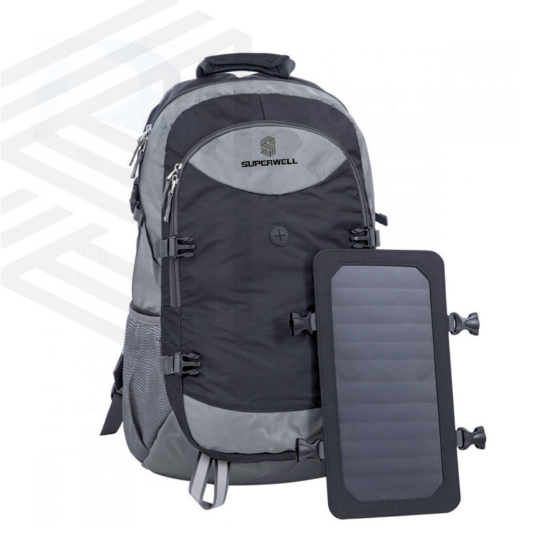 Hiking Solar Backpack Bag with Removable  Solar Panel for Smart Phones