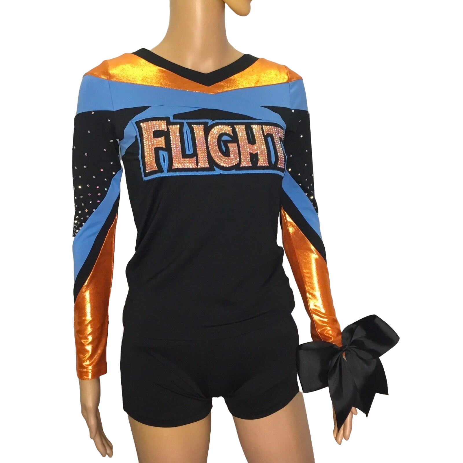 Custom Manufacturer College High School Sublimation Print Two Piece Orange Cheerleading Uniforms For Girls