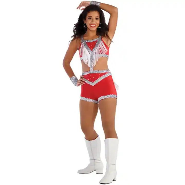 Custom New Design Tracksuit Cheer Competition Plenties Of Shiny Majorette-Uniforms With Sequins And Fringe