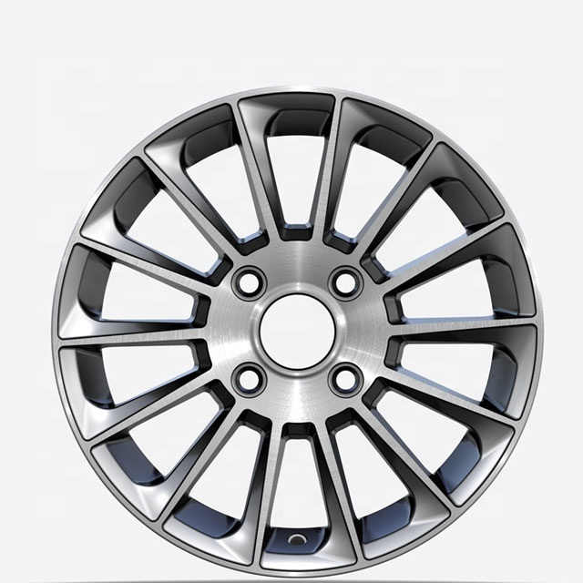 14 inch 15 inch 14x6.0j 4 holes black machined face concave style alloy wheel rims