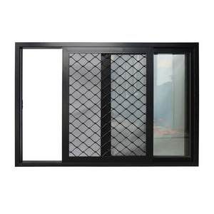 Remote Controlled Motorized Vertical Anti-theft Sliding Guillotine Aluminum Window Whit Grill For Glass Balcony