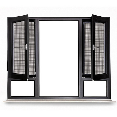 Simple Design High Quality Hurricane Impact Tempered Glass Double Glazed Windows Balcony Aluminum Casement Window