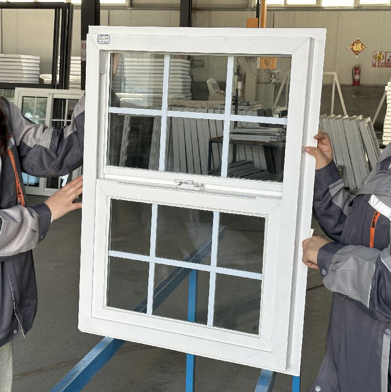 Custom Windows Factory Cheap Price Double Pane Vinyl Single Hung Window Pvc Up Down Sliding Window