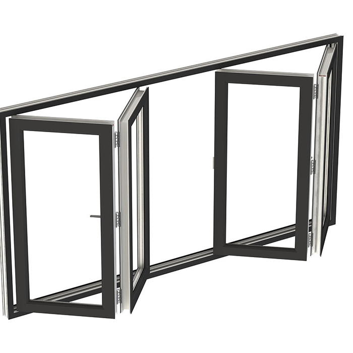 2023 Wining Products Aluminium Folding Window Glass Windows Bifold Aluminum Vertical Folding Door And Push Up Window