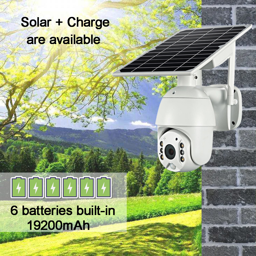 Wireless Street Intelligent PTZ Surveillance Camera Solar Outdoor / 4g WiFi Solar Sensor Light Panels CCTV Network Camera