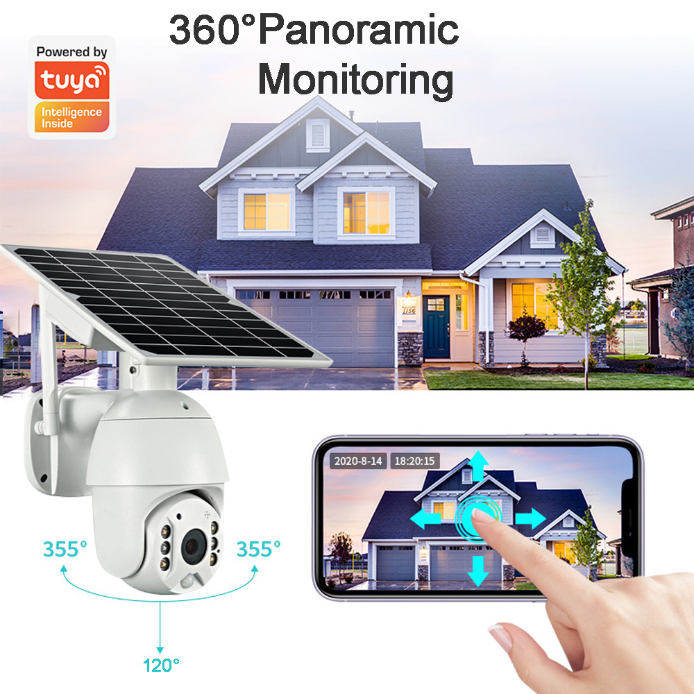 Wireless Street Intelligent PTZ Surveillance Camera Solar Outdoor / 4g WiFi Solar Sensor Light Panels CCTV Network Camera