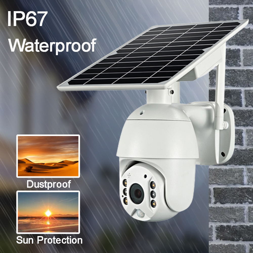 Wireless Street Intelligent PTZ Surveillance Camera Solar Outdoor / 4g WiFi Solar Sensor Light Panels CCTV Network Camera