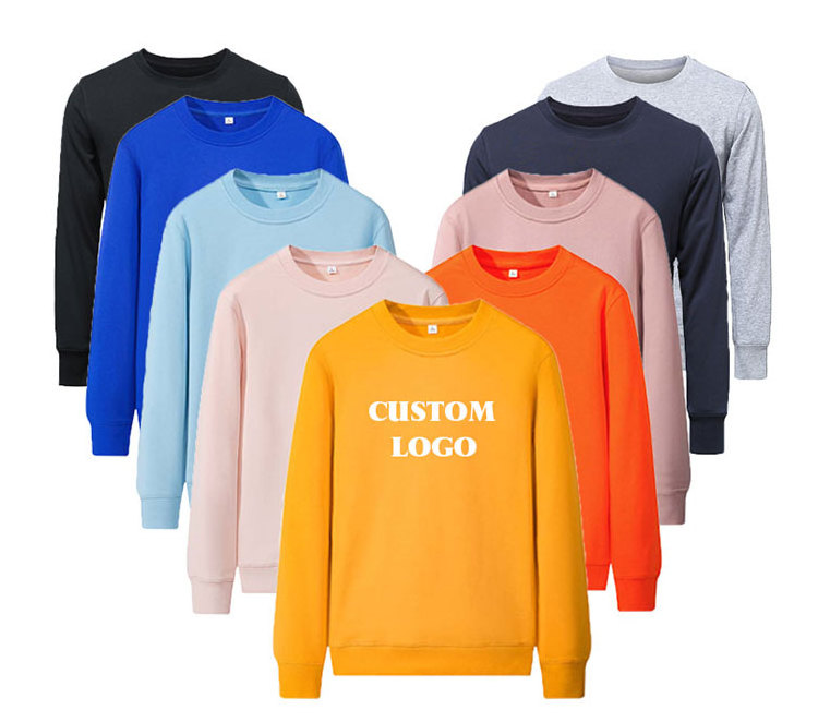 custom unisex plain crewneck sweatshirt embroidery printing logo high quality blank 100% cotton hoodie sweatshirts wholesale