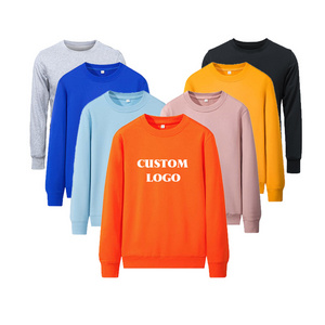 custom unisex plain crewneck sweatshirt embroidery printing logo high quality blank 100% cotton hoodie sweatshirts wholesale