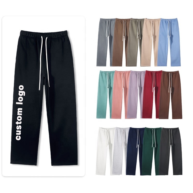 New Style Baggy Straight Leg Sweatpants 100% Cotton Sweatpants Jogger Custom Logo Sweatpants For Men