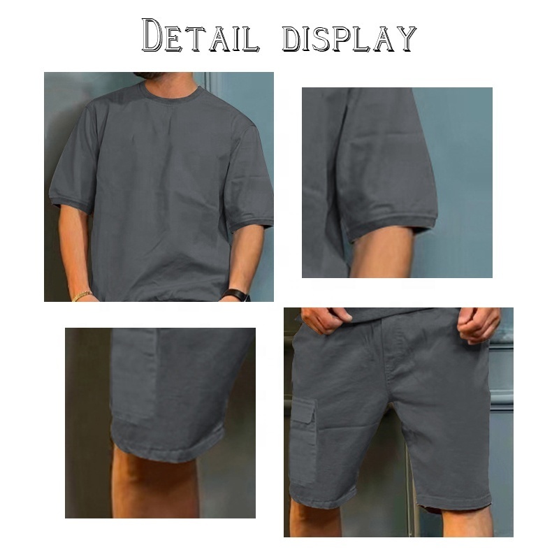 Casual Short Sleeve Shorts Two Piece Set Custom Logo Plain Shirt And Shorts Set For Men Blank Mens Tracksuit With Multi Bag