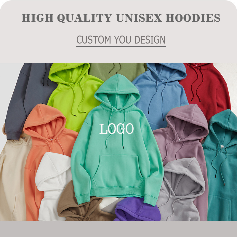 wholesale 500gsm unisex 100% cotton hoodie pullover high quality mens blank fleece hoodie in stock